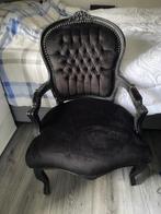 Prachtige vintage barok fauteuil – zwart fluweel, Huis en Inrichting, Fauteuils, Ophalen, Zo goed als nieuw, Minder dan 75 cm
