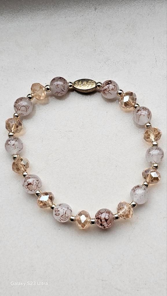 Elastische Armband Black Gold Super Seven, Sieraden, Tassen en Uiterlijk, Armbanden, Zo goed als nieuw, Elastiek, Zwart, Met bedels of kralen