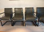 4 Groene Eetkamerstoelen met Metalen Frame, Huis en Inrichting, Stoelen, Ophalen