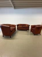 Mooie zithoek, kuipbanken en kuipfauteuil, Ophalen, Gebruikt, Leer, Engels / Klassiek