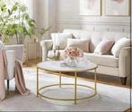 Ronde Salontafel Wit/Goud NIEUW, Ophalen, Rond, Nieuw, 50 tot 100 cm