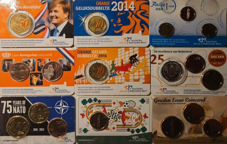 Coincards 9 Verschillende., Postzegels en Munten, Munten | Nederland, Euro's, Koningin Beatrix, Verzenden