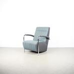 1x  Leolux Scylla Hoog Turquoise/Grijs Stof + Grijs Leer, Niet ingevuld, Niet ingevuld, 75 tot 100 cm, Ophalen of Verzenden