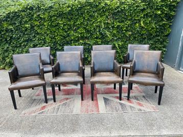 8 x Bart van Bekhoven schapen leren stoelen !!! beschikbaar voor biedingen