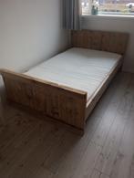 Bed, steigerhout, twijfelaar, Huis en Inrichting, Slaapkamer | Bedden, 120 cm, Vintage, Bruin, Zo goed als nieuw