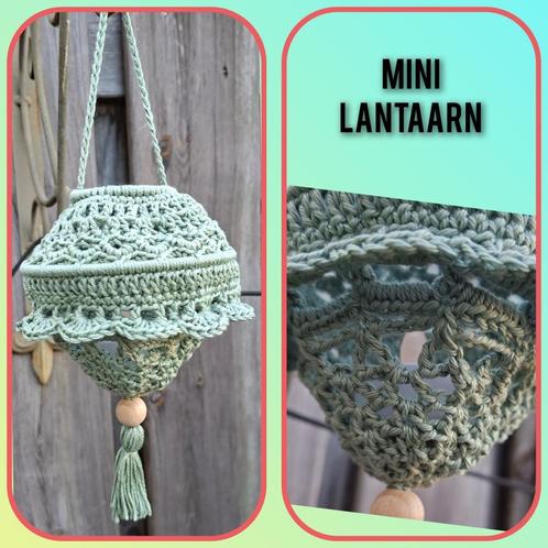 nieuw- gehaakt: mini lantaarn ( eucalyptus), Huis en Inrichting, Woonaccessoires | Overige, Nieuw, Ophalen of Verzenden