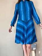 Vintage jurk - blauw - print - jaren 80 - 42 / XL, Kleding | Dames, Jurken, Gedragen, Blauw, Maat 42/44 (L), Vintage
