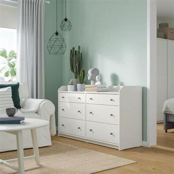 From 01.05.25 /IKEA HAUGA ladekast – wit, 6 lades, 138x84 cm beschikbaar voor biedingen