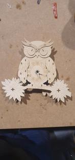 Houten Uil Klok - Decoratief en Uniek!, Ophalen of Verzenden, Nieuw, Overige typen