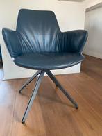 6 Bert Plantagie eetkamerstoelen, blauw leer, draaifunctie, Huis en Inrichting, Stoelen, Gebruikt, Blauw, Leer, Ophalen of Verzenden
