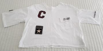 Bershka oversized cropped t-shirt maat xs wit cropped trui beschikbaar voor biedingen