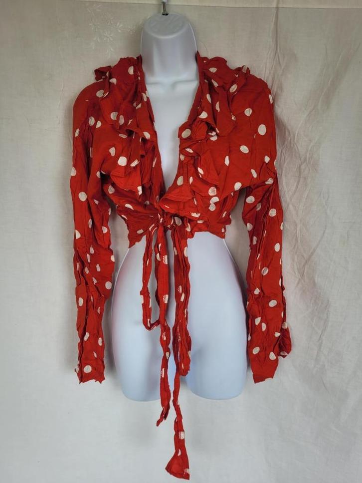 Gave wikkel blouse met witte stippen mt M, Kleding | Dames, Carnavalskleding en Feestkleding, Zo goed als nieuw, Kleding, Carnaval