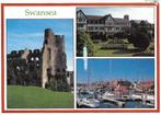 Ansichtkaart	Swansea (Wales)	3-luik	Kasteel - Haven, Verzenden, 1980 tot heden, Gelopen, Engeland