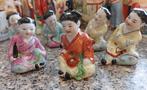 6 Chinese kinderen van porselein. Gemerkt handbeschilderd, Antiek en Kunst, Kunst | Beelden en Houtsnijwerken, Ophalen of Verzenden