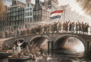 Unieke de Bevrijding Amsterdam affiche poster in lijst beschikbaar voor biedingen