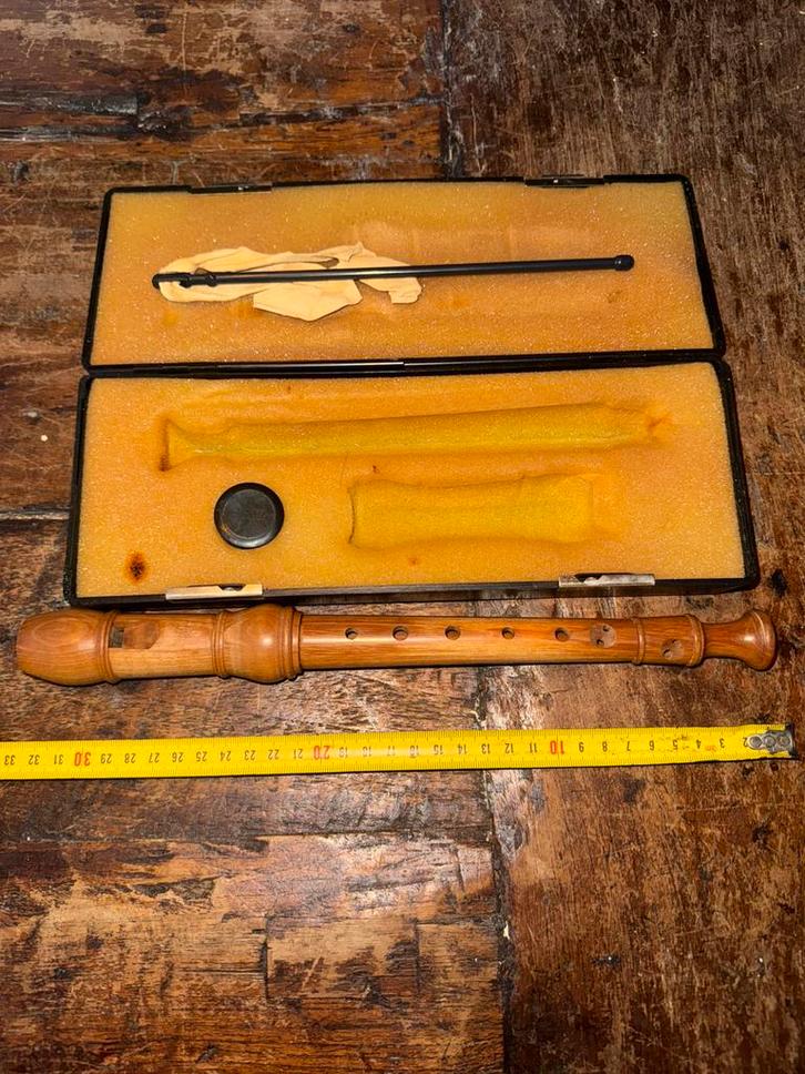 Zgan houten ariel blokfluit in doos, Muziek en Instrumenten, Blaasinstrumenten | Blokfluiten, Zo goed als nieuw, Met koffer, hoes of etui