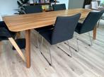 4 Eetkamerstoelen; chroom sledepoot, Huis en Inrichting, Stoelen, Ophalen, Gebruikt, Zwart, Vier