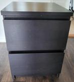 Zwart IKEA Malm nachtkastje - Gebruikt, Ophalen, Overige materialen, Minder dan 50 cm, Gebruikt