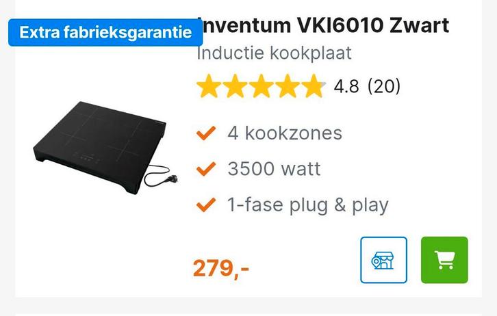 Nieuwe inductie kookplaat in doos!!, Witgoed en Apparatuur, Kookplaten, Nieuw, Vrijstaand, Inductie, 4 kookzones, Energieklasse A of zuiniger