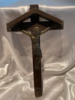 Houten Kruisbeeld met Messing Corpus Christi, Antiek en Kunst, Ophalen of Verzenden