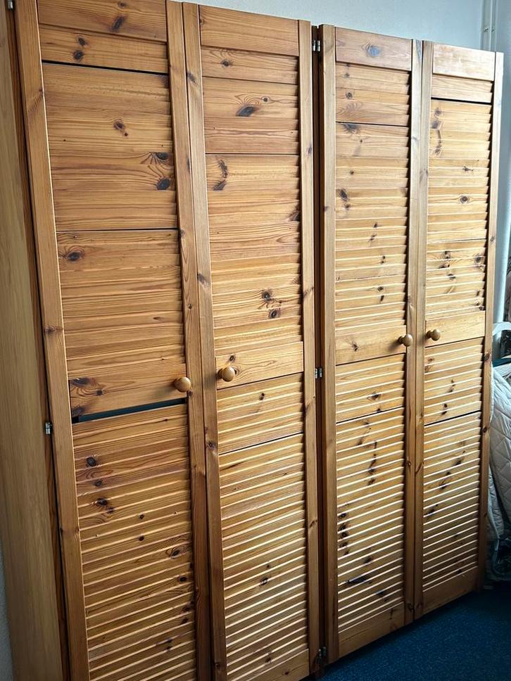 Kast kledingkast met houten Louvre deurtjes, Huis en Inrichting, Kasten | Kledingkasten, Gebruikt, 150 tot 200 cm, 50 tot 100 cm