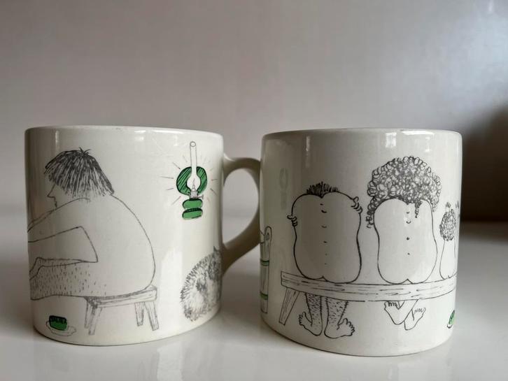 2 Vintage Arabia Finland Sauna Löyly Bekers Grönqvist 0,4L, Antiek en Kunst, Antiek | Servies los, Ophalen of Verzenden