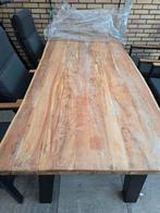 Boomstamtafel 220 x 100 x 5 cm dik, Huis en Inrichting, 200 cm of meer, Ophalen of Verzenden, Zo goed als nieuw, Vijf personen of meer