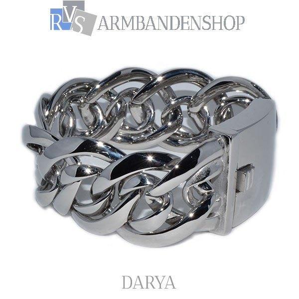Rvs staal stoere armband "Darya" RVS zilver, Sieraden, Tassen en Uiterlijk, Armbanden, Nieuw, Staal, Zilver, Verzenden