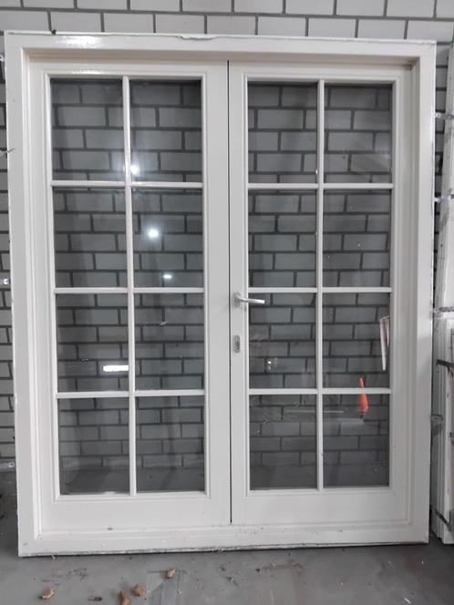 pui met openslaande deuren (2x), Doe-het-zelf en Verbouw, Kozijnen en Schuifpuien, Gebruikt, Deurkozijn, Hout, Ophalen
