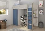 Studio 1803 hoogslaper met bureau en kast - 90x200 - Blauw/c, Niet ingevuld, Niet ingevuld, Niet ingevuld