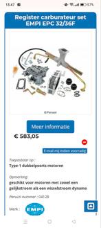 Vw  kever  carburateur set EMPI EPC 32/36F, Ophalen of Verzenden, Nieuw