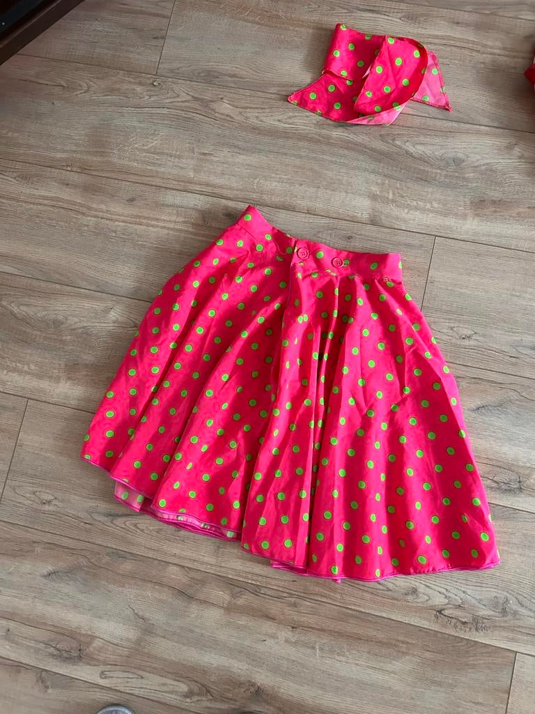 Carnavals Rok met Haarband 60's Stijl, Zo goed als nieuw, Roze, Boven de knie, Ophalen