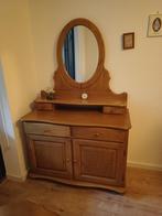 kaptafel eikenhout met spiegel 112 x 55 x 185 (bxdxh), Ophalen, Gebruikt, 100 tot 150 cm, 150 tot 200 cm