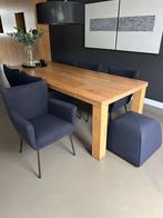 Design on Stock - Moka 6 stoelen, poef en eikenhouten tafel, Huis en Inrichting, Stoelen, Ophalen, Gebruikt, Zwart, Modern - design
