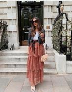 H&M KOPER BRUIN KANTEN KANT LANGE MAXI ROK LAAGJES ROK 36 S, H&M, Bruin, Ophalen of Verzenden, Zo goed als nieuw