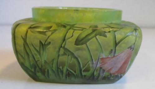 schitterend art nouveau acid etched Daum Nancy vaasje 28, Antiek en Kunst, Antiek | Glas en Kristal, Verzenden