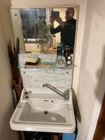 Wastafel Perla met spiegel en planchet vintage  1939, Gebruikt, Minder dan 100 cm, Wasbak of Wastafel, 25 tot 50 cm