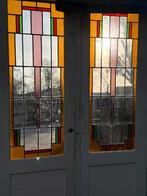 Set antieke openslaande deuren met glas in lood 216x130cm., Ophalen