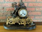 Antieke Pendule Klok met Bronzen Beeld en Vogelhuisje, Antiek en Kunst, Antiek | Klokken, Ophalen