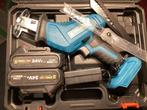 24 v reciprozaag met 2 li-ion accu,s van 4.0 ah met zagen ., Doe-het-zelf en Verbouw, Gereedschap | Zaagmachines, Ophalen of Verzenden