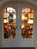 Set schuif / en-suite deuren met glas in lood 229x177cm., Antiek en Kunst, Curiosa en Brocante, Ophalen