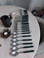 24 delig edelstaal donkergroen bestek gebruikt maar i.g.s., Ophalen of Verzenden, Rvs of Chroom