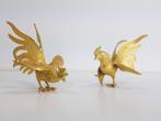 2 vintage vechtende fazanten hanen goud metaal ‘60, N, Ophalen of Verzenden, N, N