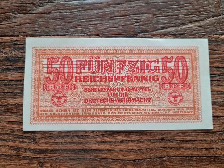 Biljet 50 Reichspfennig Duitse Wehrmacht Tweede Wereldoorlog, Verzamelen, Militaria | Tweede Wereldoorlog, Overige typen, Duitsland