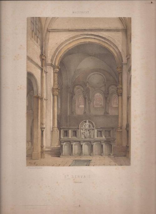 Maastricht. Maestricht, St. Servais (Intérieur) 1857, Antiek en Kunst, Kunst | Etsen en Gravures, Ophalen of Verzenden