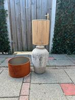 Lamp met twee lampenkappen, Gebruikt, Rond, Ophalen of Verzenden, 50 cm of meer