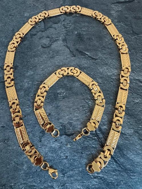 Koningsketting en Koningsarmband 18 karaat Doiblé. NIEUW, Sieraden, Tassen en Uiterlijk, Kettingen, Nieuw, Overige materialen