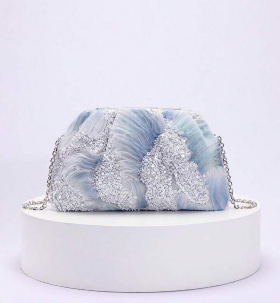 Nieuwe blauwe avondtasje met pailletten, Ophalen, Nieuw, Blauw, Avondtasje