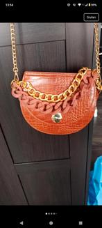 Cognac tas met croco motief en ketting, Ophalen of Verzenden, Zo goed als nieuw