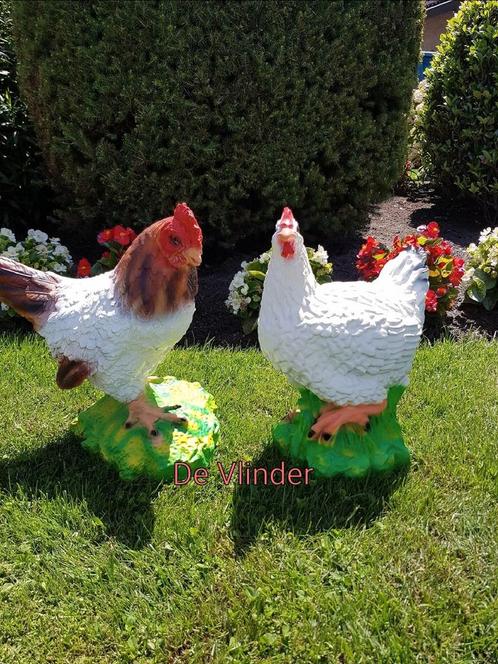 Kippen en Haantjes, Tuin en Terras, Tuinbeelden, Nieuw, Dierenbeeld, Kunststof, Ophalen